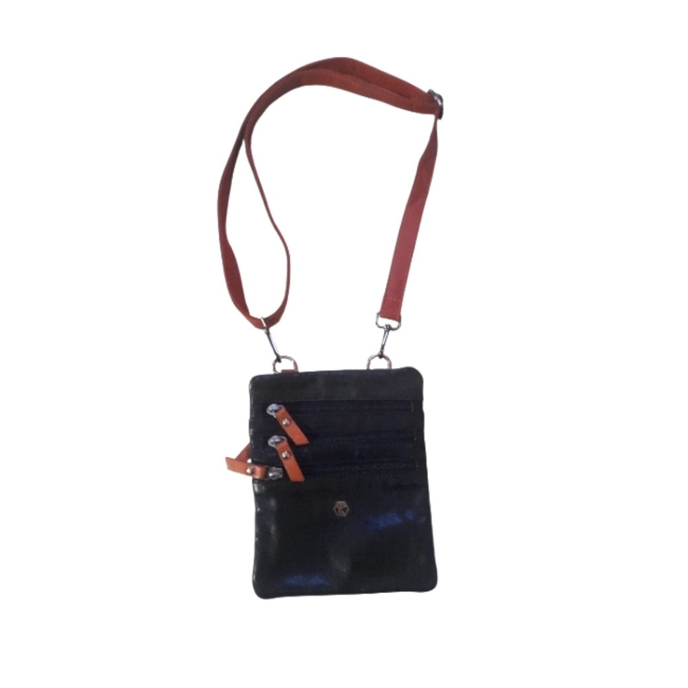 Valentina Black Leather Crossbody Shoulder Bag